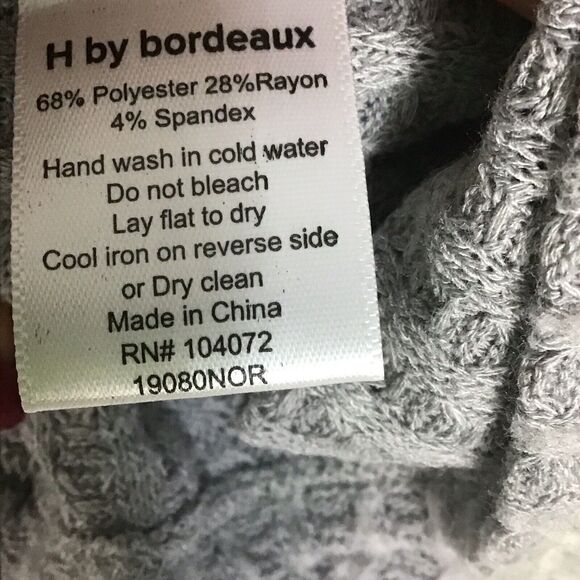 H by Bordeaux Women’s XS Gray Oversized Dolman Waffle Knit Thermal Pullover Top - Picture 4 of 12